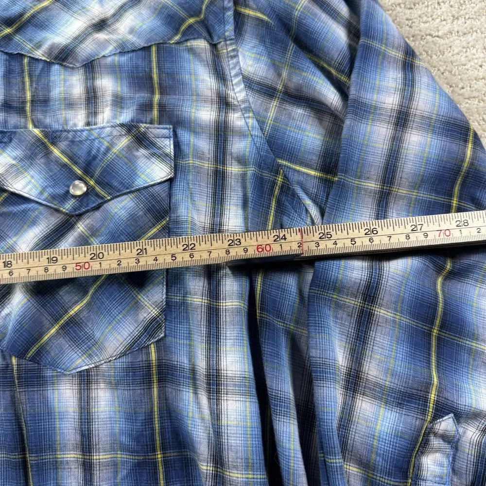 Men's Wrangler Western Fashion Snap Shirt Size 3X‎ Blue Long Slv Stripe
